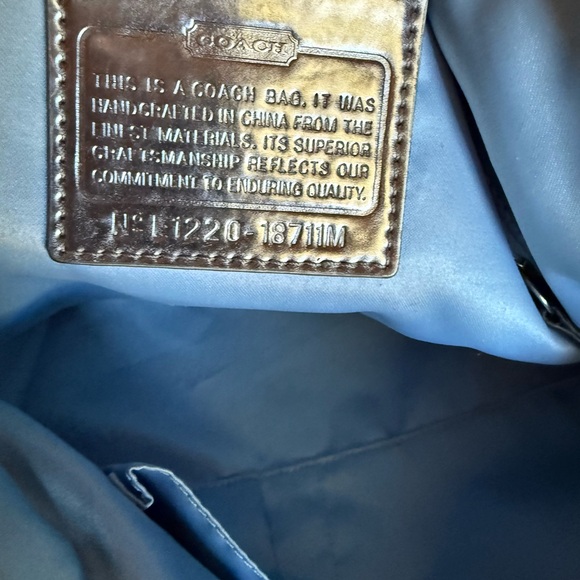 Coach Beige and Navy Signature Shoulder Bag - Picture 7 of 7